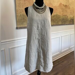 Classic Khaki Linen Sleeveless Dress